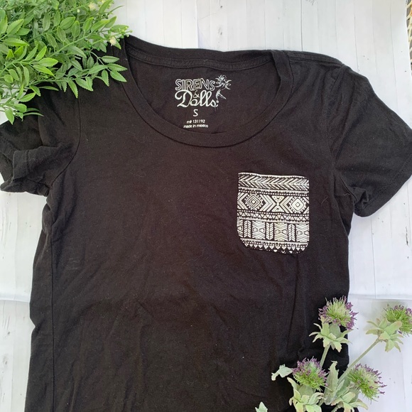 Tribal Patterned Pocket Tee - Picture 1 of 3